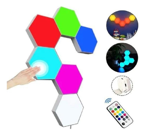 Lámpara Led Hexagonal Multicolor Control Remoto