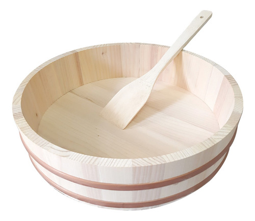 Bacia Madeira Para Arroz 32 Cm Hanguiri E Pá Quadrada