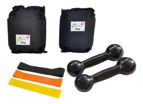 Kit Halteres 3kg + Tornozeleira 5kg + Mini Band,