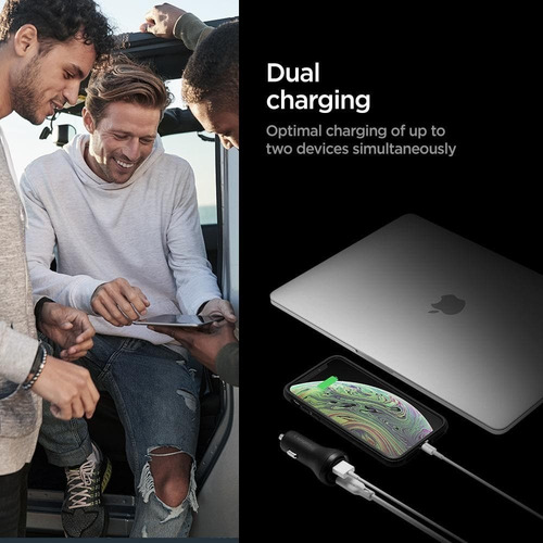 Cargador Ultra Rapido Auto Dual Spigen Para Samsung iPhone