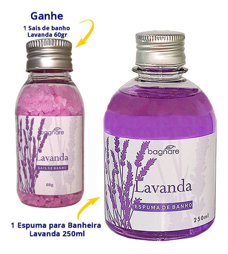 Kit Espuma De Banho + Sais Lavanda Hidromassagem Relaxante