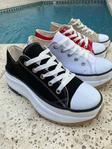 Imagen 6 de 10 de Zapatillas Plataforma Lona Urbanas Venta X Mayor Pack X12 Un