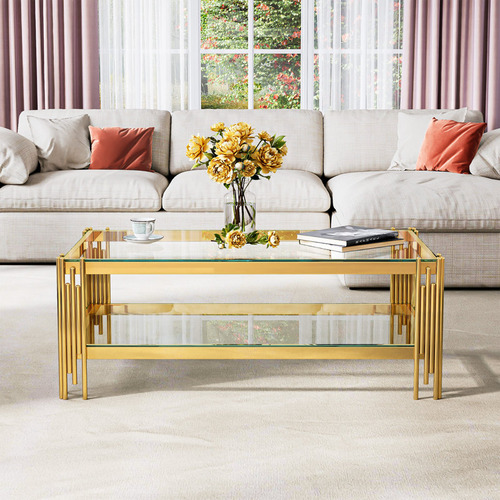 Mesa De Centro Con Tapa De Cristal Westco Rectangular
