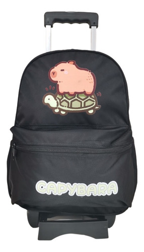 Mochila Capibara Con Llantas Negro Liso