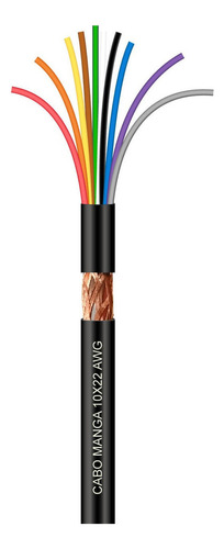 Cabo Manga 10x22 Awg - Com Blindagem Preto - 1 M