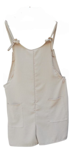 Conjunto Playera Crop Top Blanca Y Overol Beige 28