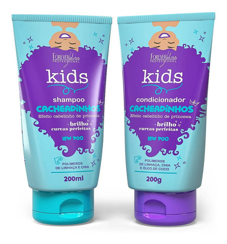  Kit Shampoo E Condicionador Cabelos Cacheados Forever Kids