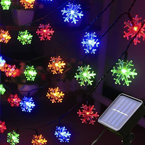 Guirnalda De Luces Solares Con Forma De Copo De Nieve Navide