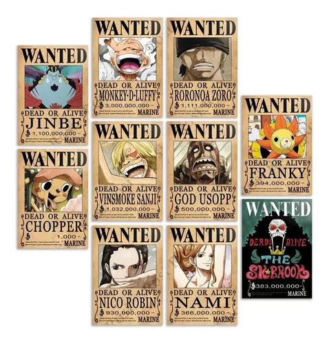 ONE PIECE - Quadros e Placa Decorativa de Parede para quarto e sala tema  Wanted luffy Zoro Nami Usopp Sanji Tony Chopper Robin Roronoa Eiichiro  Quadro parede e decoração séries, filmes e