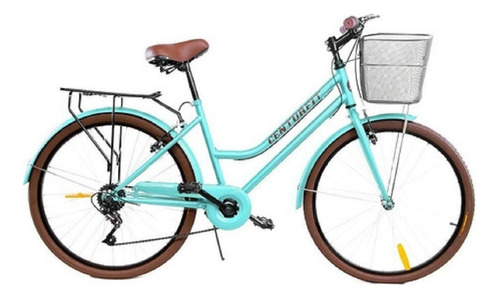 Bicicleta urbana Centurfit MKZ-BICIVINTAGE R26 7v frenos v-brakes color menta con pie de apoyo