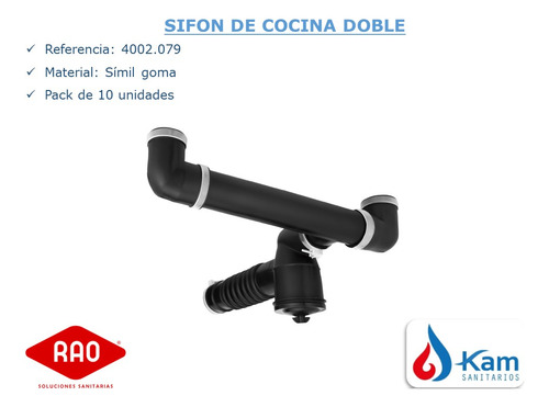 Sifón Simil Goma Doble De Cocina Bajo Mesada Rao 10 Unidades