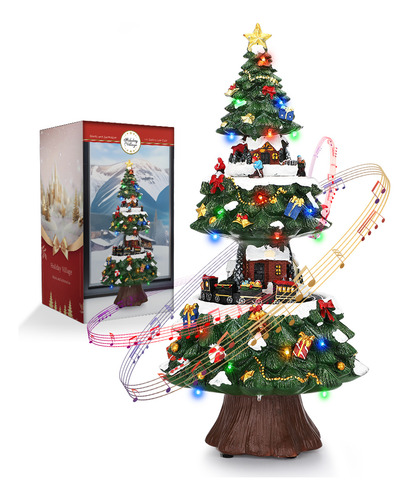 Árbol Navidad De Mesa Para Hogar Con Luces Y Música 41cm