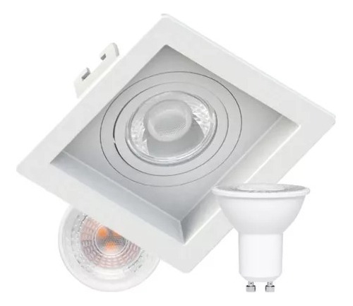 Spot Embutir Recuado Dicroica 10x10 + Lâmp 4,8w Save Energy