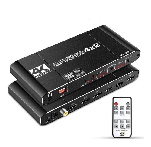 Imagen 1 de 8 de Divisor Kuwfi Hdmi Matrix 4k 60hz Hdr 4 Entradas 2 Salidas