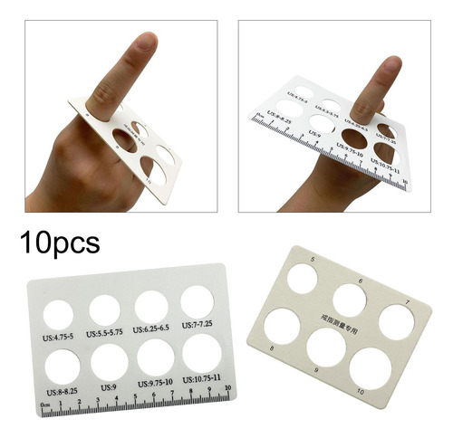 10 Piezas De Tarjetas Medidoras De Tamaño De Anillo,
