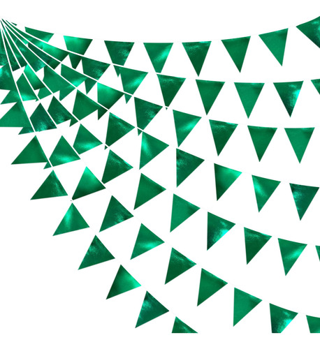 Decoraciones De Fiesta De Color Verde, Banderines Triangular