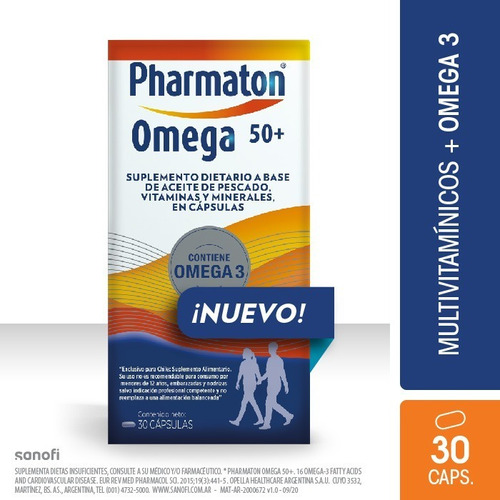 Pharmaton 50 + Omega Suplemento Dietario X 30 Capsulas