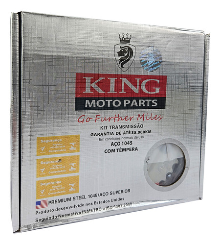 Kit Relação Transmissão Ybr 125 2003 A 2008 Aço 1045 King