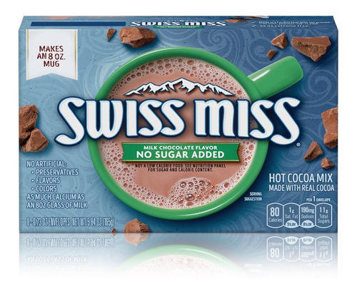 Swiss Miss 8 Sobres Milk Chocolate No Sugar Added