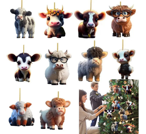 10 Piezas De Decoración Navideña Con Colgantes De Vaca