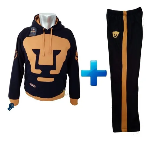 Conjunto Deportivo Pumas Pants Oro Sudadera Retro C Holog