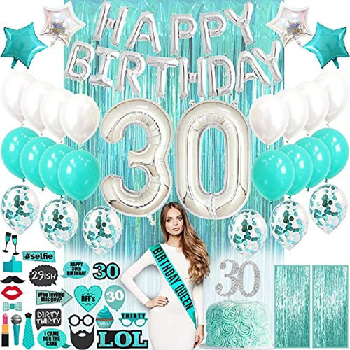 Decoraciones De Cumpleaños 30 Con Accesorios Para Fotos 30