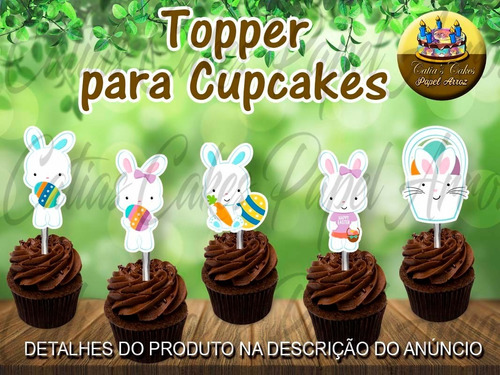 Coelhinho Coelho Páscoa 50 Topper Tags Para Cupcake 