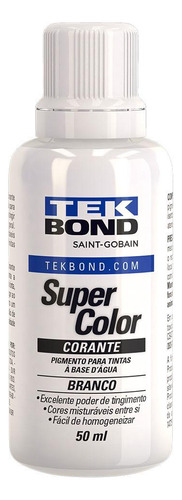 Corante Liquido Para Tintas Super Color Branco 50ml Tek Bond
