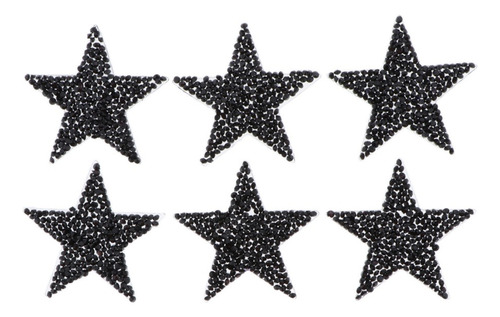 6pcs Bla Rhinestone Star Parches De Transferencia Para Aplic