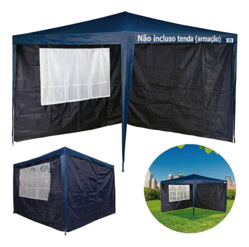 Kit 4 Paredes Cor Azul Para Gazebo Tenda 3x3 Metros