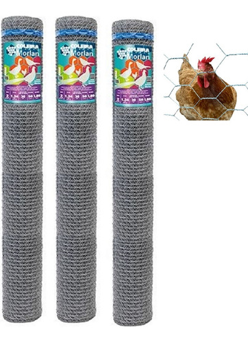 Kit C/3 Galinheiro Tela Horta Fio 22 Rl C/50mt X 1,80 Morlan