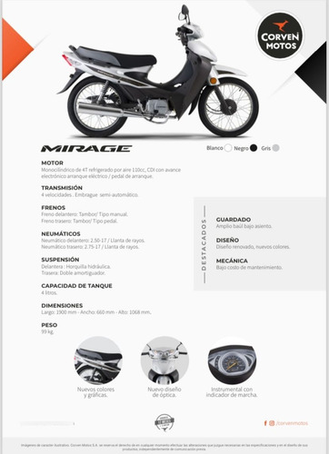Corven Mirage Base 110 Patentada $696.000 O 12de$111.000