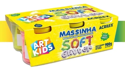 comprar Massinha Modelar Soft Glitter 6 Cores Variadas 900g Acrilex