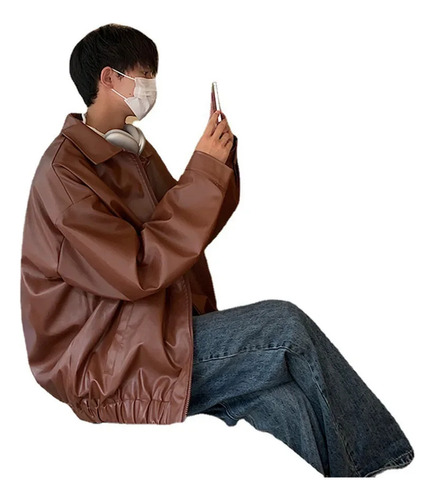 Chaqueta De Cuero Para Hombre, Chaqueta Bomber De Cuero Pu D