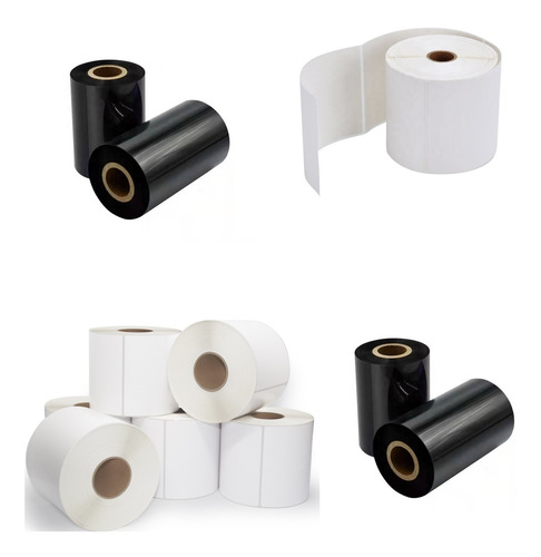 Imagem 4 de 6 de Kit 30 Rolos Etiqueta Couche 10x15 Cm + 15 Ribbon Ecommerce