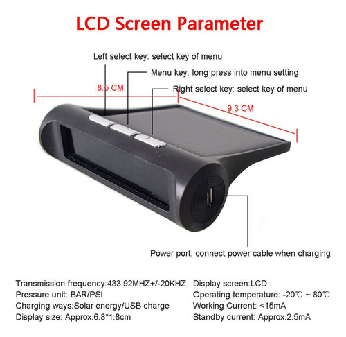 Sistema De Control De De Neumáticos De Coche Solar Sensor