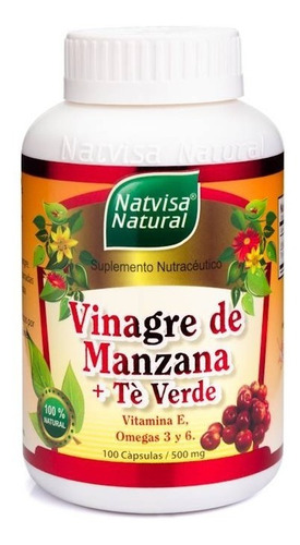 Vinagre De Manzana Con Te Verde 100cáp X500mg- De Perú-