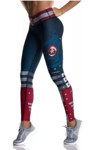 Leggings Capitan America Avengers Marvel Mujer Lycra Legings