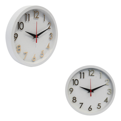 Relógio De Parede Plashome 3d Sigma Dourado Branco 24cm