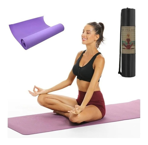 Colchoneta Mat Yoga Pvc 4mm Pilates Alfombra Ejercicio Bolsa