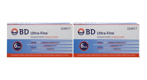 Jeringa De Insulina Bd Ultra-fine 50 Ui 6mm (200 Unidades)