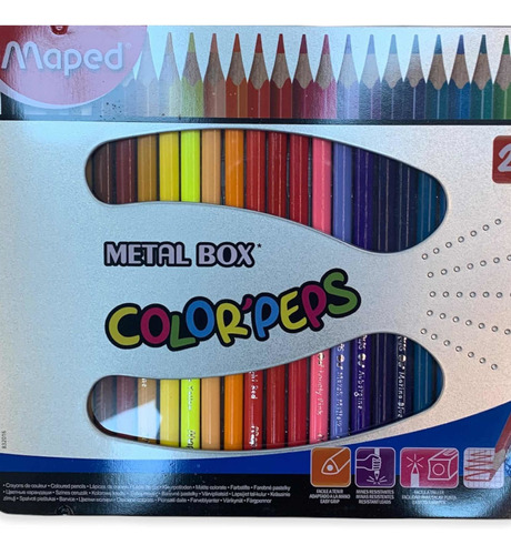 Lápices Colores Maped Caja Metálica X24 Piezas