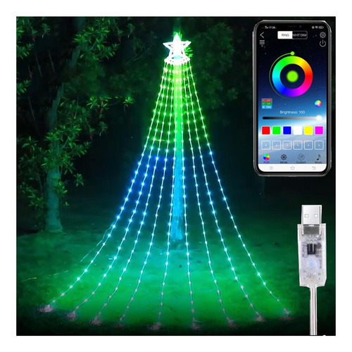 305 Led Waterfall Tree Light With Star Curtain, L .