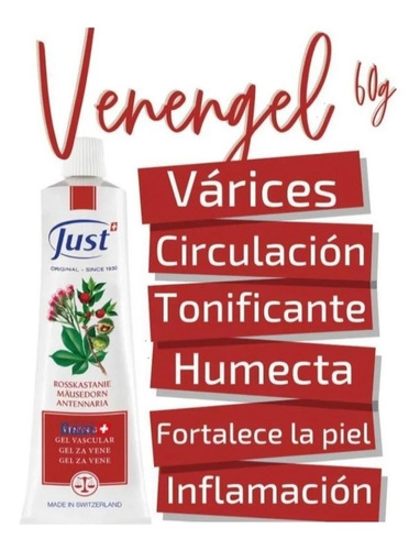Imagen 4 de 7 de Venen Gel Swiss Just Producto Sellado Y Original
