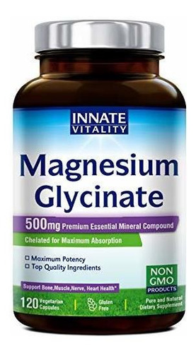 Glicinato De Magnesio 500 Mg Por Tapa, 120 Cápsulas Vegetale