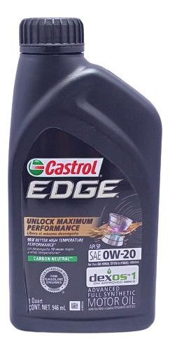 Aceite 0w20 Sae  Edge / Full Sintético / Castrol / 946ml