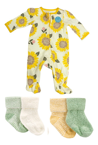 Mameluco De Niña Con Girasoles Y 4 Pares Calcetines Carter´s