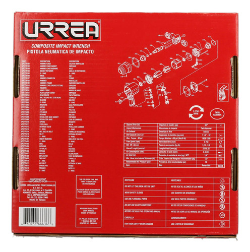 Pistola De Impacto Neumática 3/4'' Urrea® Uso Extra Pesado