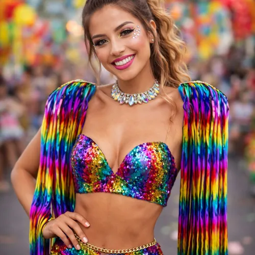 Ombreira De Carnaval Metalizada Franjas Par Escolha Cor