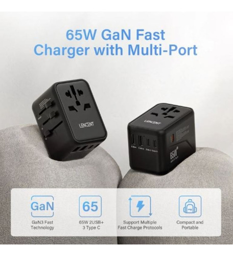 Adaptador De Tomada Com Usb Fusível Para Viagens +200 Países